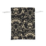 Decorative Ornament Texture, Retro Floral Texture, Vintage Texture, Gray Lightweight Drawstring Pouch (L)