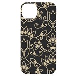 Decorative Ornament Texture, Retro Floral Texture, Vintage Texture, Gray iPhone 14 Plus Black UV Print Case
