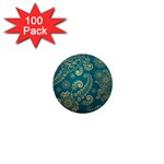European Pattern, Blue, Desenho, Retro, Style 1  Mini Magnets (100 pack) 