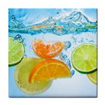 Fruits, Fruit, Lemon, Lime, Mandarin, Water, Orange Tile Coaster