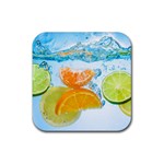 Fruits, Fruit, Lemon, Lime, Mandarin, Water, Orange Rubber Coaster (Square)