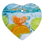 Fruits, Fruit, Lemon, Lime, Mandarin, Water, Orange Heart Ornament (Two Sides)