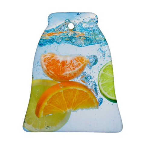 Fruits, Fruit, Lemon, Lime, Mandarin, Water, Orange Ornament (Bell) from ArtsNow.com Front