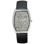 Gray Paisley Texture, Paisley Barrel Style Metal Watch