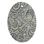 Gray Paisley Texture, Paisley Oval Ornament (Two Sides)