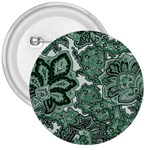 Green Ornament Texture, Green Flowers Retro Background 3  Buttons