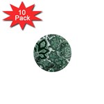 Green Ornament Texture, Green Flowers Retro Background 1  Mini Magnet (10 pack) 