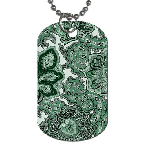 Green Ornament Texture, Green Flowers Retro Background Dog Tag (Two Sides) from ArtsNow.com Front