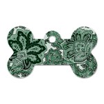 Green Ornament Texture, Green Flowers Retro Background Dog Tag Bone (One Side)