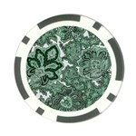 Green Ornament Texture, Green Flowers Retro Background Poker Chip Card Guard