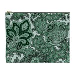 Green Ornament Texture, Green Flowers Retro Background Cosmetic Bag (XL)