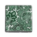 Green Ornament Texture, Green Flowers Retro Background Memory Card Reader (Square 5 Slot)