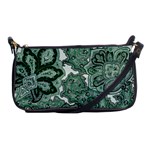 Green Ornament Texture, Green Flowers Retro Background Shoulder Clutch Bag