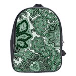 Green Ornament Texture, Green Flowers Retro Background School Bag (XL)