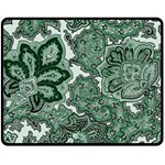 Green Ornament Texture, Green Flowers Retro Background Two Sides Fleece Blanket (Medium)