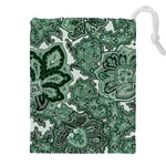 Green Ornament Texture, Green Flowers Retro Background Drawstring Pouch (5XL)