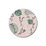Plants Pattern Design Branches Branch Leaves Botanical Boho Bohemian Texture Drawing Circles Nature Rubber Coaster (Round)