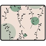 Plants Pattern Design Branches Branch Leaves Botanical Boho Bohemian Texture Drawing Circles Nature Two Sides Fleece Blanket (Medium)