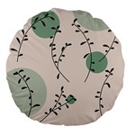 Plants Pattern Design Branches Branch Leaves Botanical Boho Bohemian Texture Drawing Circles Nature Large 18  Premium Flano Round Cushions