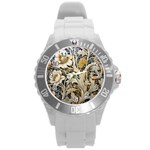 Flower Floral Pattern Floral Digital Spring Flora Botanical Blossom Bloom Vintage Round Plastic Sport Watch (L)