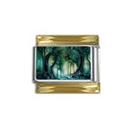 Trees Forest Mystical Forest Background Landscape Nature Gold Trim Italian Charm (9mm)