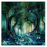 Trees Forest Mystical Forest Background Landscape Nature Square Satin Scarf (36  x 36 )