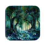 Trees Forest Mystical Forest Background Landscape Nature Square Metal Box (Black)