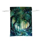 Trees Forest Mystical Forest Background Landscape Nature Lightweight Drawstring Pouch (S)