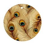 Vintage Peacock Feather Peacock Feather Pattern Background Nature Bird Nature Ornament (Round)
