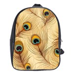 Vintage Peacock Feather Peacock Feather Pattern Background Nature Bird Nature School Bag (Large)