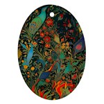 Flowers Trees Forest Mystical Forest Nature Background Landscape Ornament (Oval)