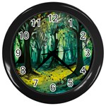 Trees Forest Mystical Forest Nature Junk Journal Landscape Nature Wall Clock (Black)