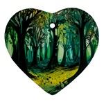 Trees Forest Mystical Forest Nature Junk Journal Landscape Nature Heart Ornament (Two Sides)