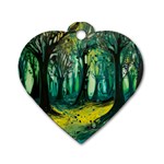 Trees Forest Mystical Forest Nature Junk Journal Landscape Nature Dog Tag Heart (One Side)