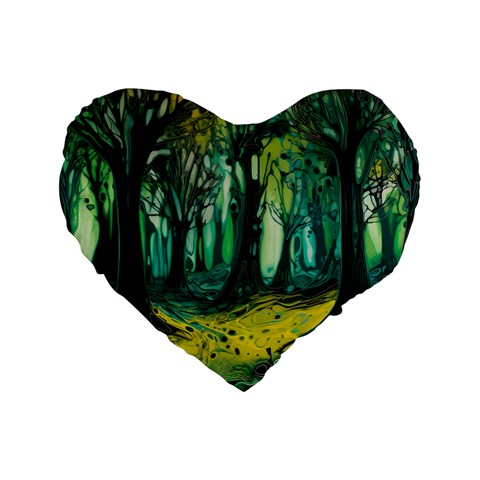 Trees Forest Mystical Forest Nature Junk Journal Landscape Nature Standard 16  Premium Heart Shape Cushions from ArtsNow.com Front
