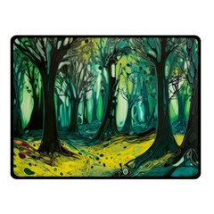 Trees Forest Mystical Forest Nature Junk Journal Landscape Nature Two Sides Fleece Blanket (Small) from ArtsNow.com 45 x34  Blanket Back