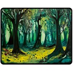 Trees Forest Mystical Forest Nature Junk Journal Landscape Nature Two Sides Fleece Blanket (Medium)