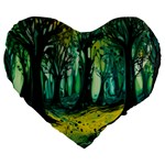 Trees Forest Mystical Forest Nature Junk Journal Landscape Nature Large 19  Premium Flano Heart Shape Cushions