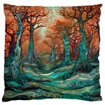 Trees Tree Forest Mystical Forest Nature Junk Journal Scrapbooking Landscape Nature Large Premium Plush Fleece Cushion Case (One Side)