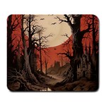 Comic Gothic Macabre Vampire Haunted Red Sky Large Mousepad