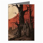 Comic Gothic Macabre Vampire Haunted Red Sky Greeting Card