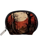 Comic Gothic Macabre Vampire Haunted Red Sky Accessory Pouch (Small)