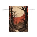 Comic Gothic Macabre Vampire Haunted Red Sky Lightweight Drawstring Pouch (S)