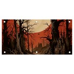 Comic Gothic Macabre Vampire Haunted Red Sky Banner and Sign 6  x 3 