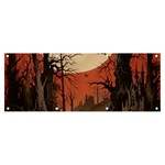 Comic Gothic Macabre Vampire Haunted Red Sky Banner and Sign 8  x 3 