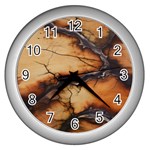 Texture Woodgrain Pattern Nature Wood Pattern Wall Clock (Silver)