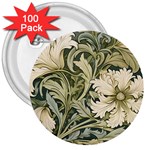 Flower Floral Pattern Floral Digital Paper Spring Flora Botanical Blossom Bloom Vintage Art 3  Buttons (100 pack) 