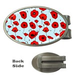 Poppies Flowers Red Seamless Pattern Money Clips (Oval) 