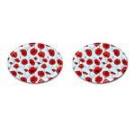 Poppies Flowers Red Seamless Pattern Cufflinks (Oval)