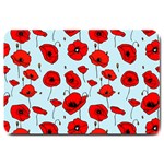 Poppies Flowers Red Seamless Pattern Large Doormat